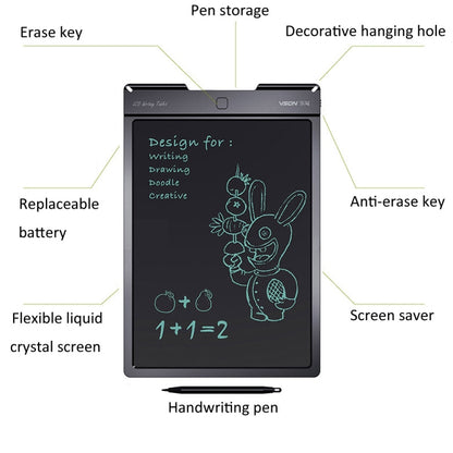 WP9313 13 inch LCD Writing Tablet Handwriting Drawing Sketching Graffiti Scribble Doodle Board for Home Office Writing Drawing(Black) -  by PMC Jewellery | Online Shopping South Africa | PMC Jewellery | Buy Now Pay Later Mobicred