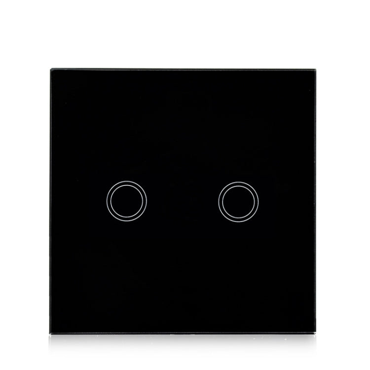 86mm 2 Gang Tempered Glass Panel Wall Switch Smart Home Light Touch Switch with RF433 Remote Controller, AC 110V-240V(Black) - Smart Switch by PMC Jewellery | Online Shopping South Africa | PMC Jewellery | Buy Now Pay Later Mobicred