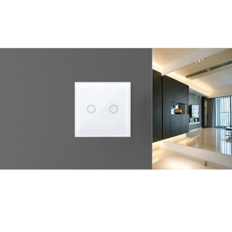 86mm 2 Gang Tempered Glass Panel Wall Switch Smart Home Light Touch Switch with RF433 Remote Controller, AC 110V-240V(Black) - Smart Switch by PMC Jewellery | Online Shopping South Africa | PMC Jewellery | Buy Now Pay Later Mobicred