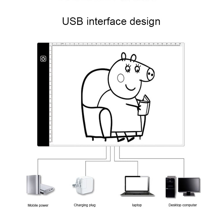 3.5W 5V LED USB Three Level of Brightness Dimmable A4 Acrylic Scale Copy Boards Anime Sketch Drawing Sketchpad with USB Cable 1.5m & Power Adapter -  by PMC Jewellery | Online Shopping South Africa | PMC Jewellery | Buy Now Pay Later Mobicred