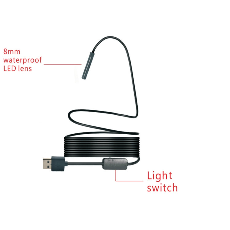 YPC110 8mm 2.0MP HD Camera WiFi Endoscope Snake Tube Inspection Camera with 8 LED, Waterproof IP68, Lens Diameter: 8mm, Length: 5m, Hard Line -  by PMC Jewellery | Online Shopping South Africa | PMC Jewellery | Buy Now Pay Later Mobicred