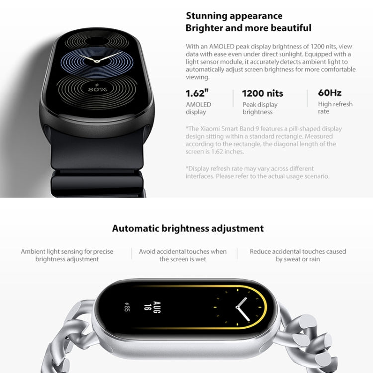 Original Xiaomi Smart Band 9 Global 1.62 inch AMOLED Screen 5ATM Waterproof Smart Watch, Support Blood Oxygen / Heart Rate Monitor (Black) - Wearable Devices by Xiaomi | Online Shopping South Africa | PMC Jewellery | Buy Now Pay Later Mobicred