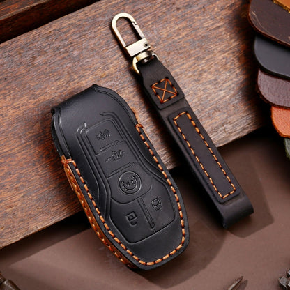 For Ford F-150 3-button C074 Car Key Leather Protective Case (Black) - Car Key Cases by PMC Jewellery | Online Shopping South Africa | PMC Jewellery | Buy Now Pay Later Mobicred