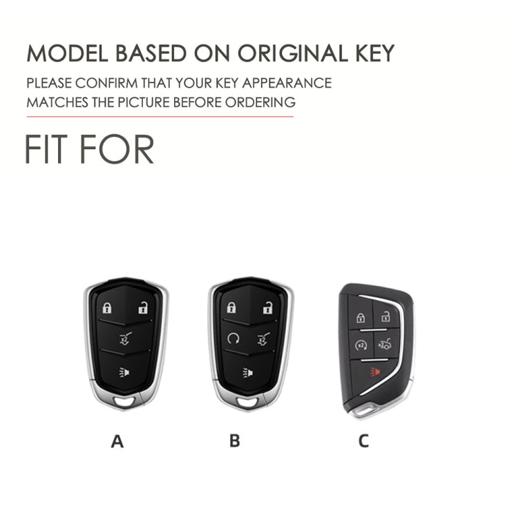 For Cadillac / CT5 / CT6 / XT6 4-button C086 Car Key Leather Protective Case (Blue) - Car Key Cases by PMC TechLife | Online Shopping South Africa | PMC TechLife | Buy Now Pay Later Mobicred