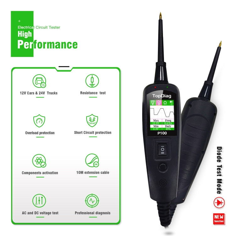 TopDiag P100 Car Circuit Intelligent Analyzer Diagnostic Instrument, Cable Length: 10m - Electronic Test by PMC TechLife | Online Shopping South Africa | PMC TechLife | Buy Now Pay Later Mobicred