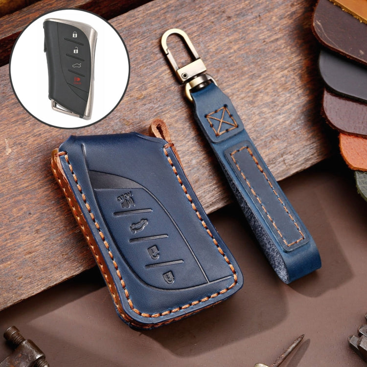 For Lexus 4-button Hallmo Car Cowhide Leather Key Protective Cover Key Case(Blue) - free shipping - PMC TechLife - Order now!