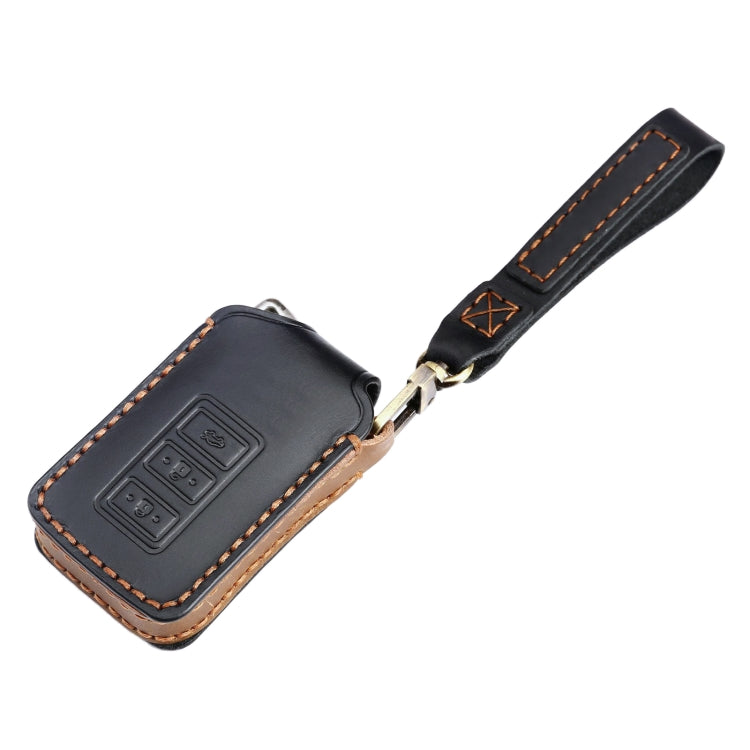 For Lexus 3-button Hallmo Car Cowhide Leather Key Protective Cover Key Case(Blue) - Car Key Cases by Hallmo | Online Shopping South Africa | PMC TechLife | Buy Now Pay Later Mobicred