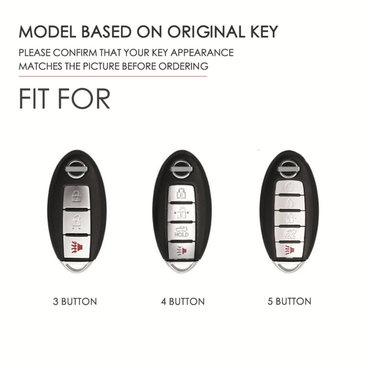 For Nissan 4-button Horn Hallmo Car Cowhide Leather Key Protective Cover Key Case(Black) - free shipping - PMC TechLife - Order now!