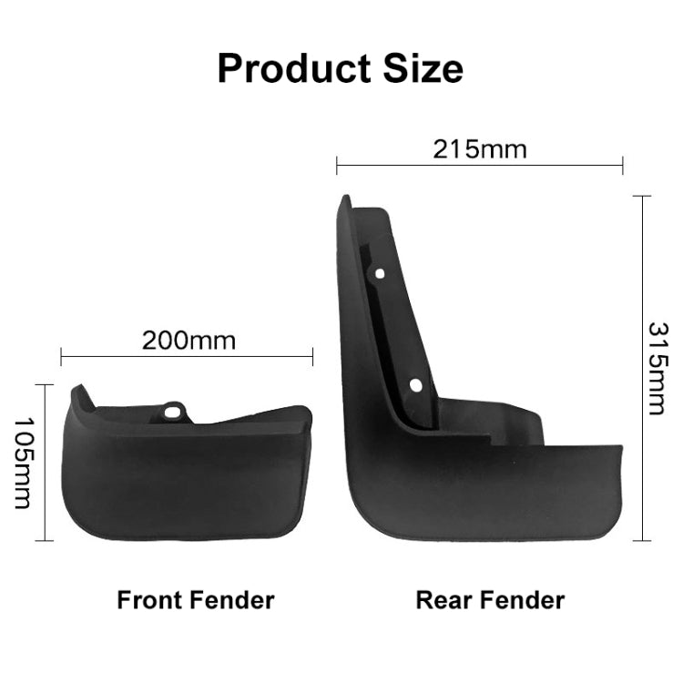 For Multivan Carvelle T5/T6 2008-2020 4pcs/Set Car Auto Soft Plastic Splash Flaps Fender Guard - Mudguards by PMC TechLife | Online Shopping South Africa | PMC TechLife | Buy Now Pay Later Mobicred