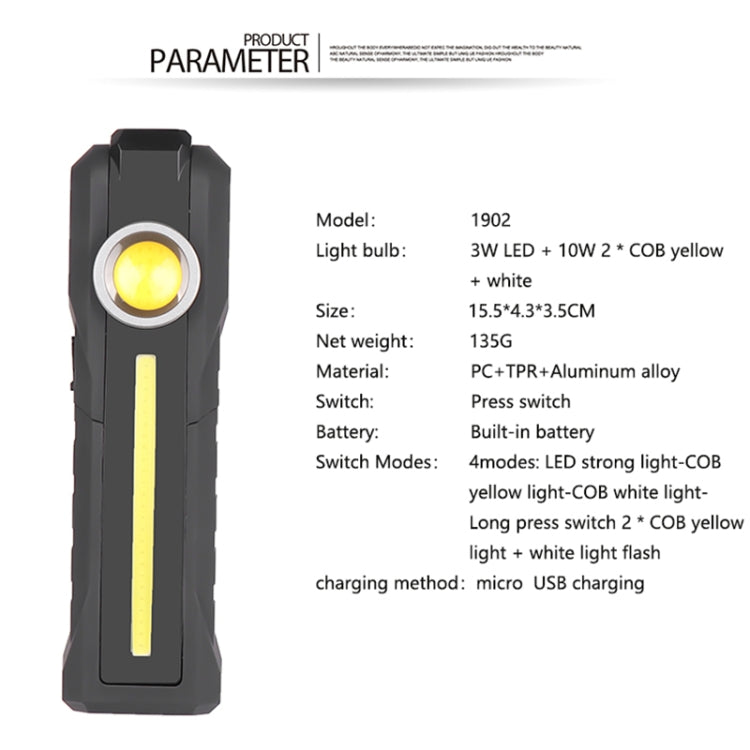 1902A Folding Magnet Car Inspection Light Work Maintenance Lamp Emergency COB LED USB Charging Lamp - free shipping - PMC TechLife - Order now!