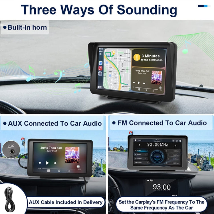 P701S 7 inch Portable Touch Display Wireless Car Navigator Smart CarPlay Bluetooth Reversing Image - Car DVRs by PMC TechLife | Online Shopping South Africa | PMC TechLife | Buy Now Pay Later Mobicred