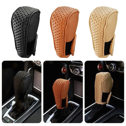 Universal Car PU + Ice Silk Gear Shift Knob Protective Cover (Brown) - Shift Knob by PMC Jewellery | Online Shopping South Africa | PMC Jewellery | Buy Now Pay Later Mobicred