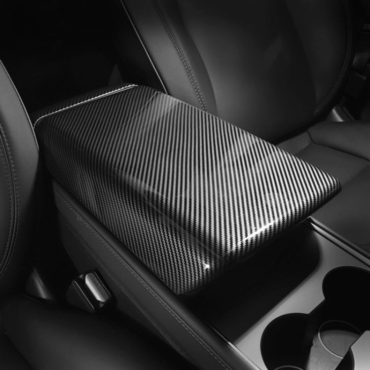 For Tesla Model 3 / Y Car Center Console Armrest Box Carbon Fiber Pattern Protective Cover - Car Interior Mouldings by PMC TechLife | Online Shopping South Africa | PMC TechLife | Buy Now Pay Later Mobicred