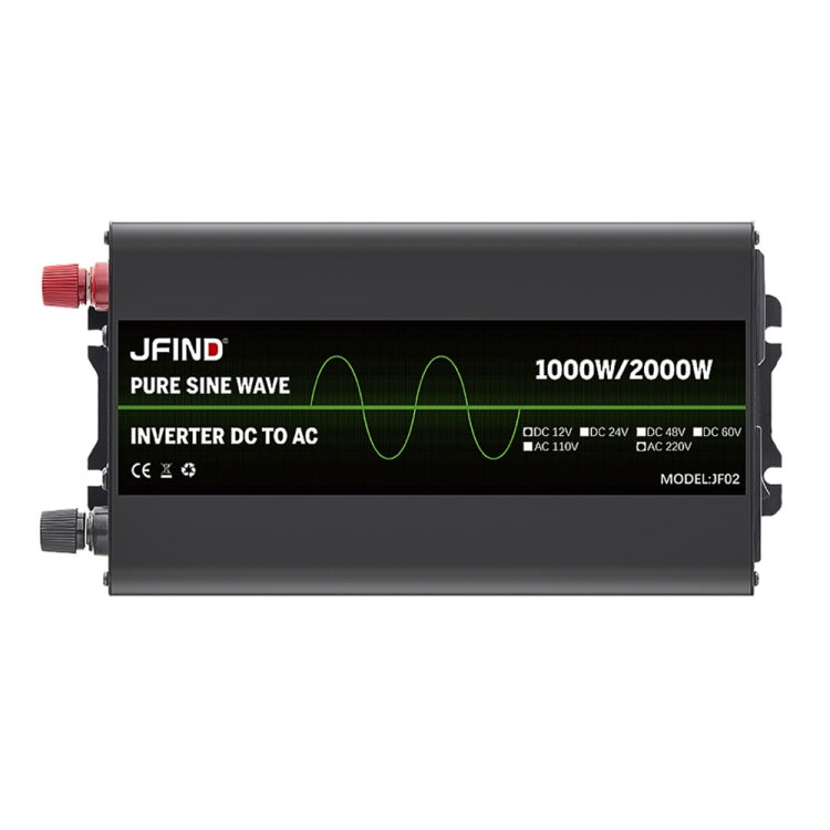 JFIND JF02 1000W 12V to 220V Pure Sine Wave Power Inverter, Universal Plug - Pure Sine Wave by JFIND | Online Shopping South Africa | PMC Jewellery | Buy Now Pay Later Mobicred