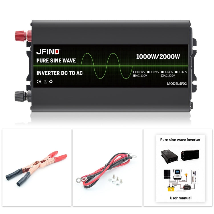 JFIND JF02 1000W 12V to 220V Pure Sine Wave Power Inverter, Universal Plug - Pure Sine Wave by JFIND | Online Shopping South Africa | PMC Jewellery