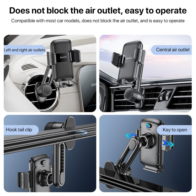 Yesido C242 Adjustable Car Air Vent Mechanical Phone Clip Holder - Car Holders by Yesido | Online Shopping South Africa | PMC Jewellery | Buy Now Pay Later Mobicred