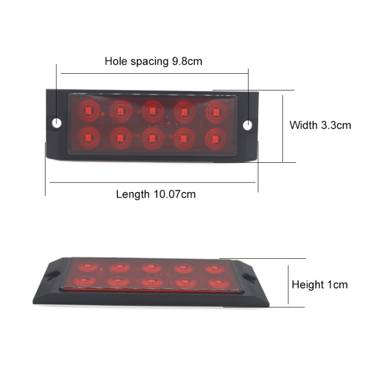 2pcs Car / Truck 10LEDs Side Marker Indicator Lights Bulb Lamp (Red) - Clearance Lights by PMc TechLife | Online Shopping South Africa | PMc TechLife | Buy Now Pay Later Mobicred
