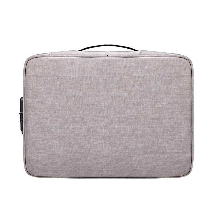 ZJ02 Waterproof Polyester Multi-layer Document Storage Bag Laptop Bag  for All Sizes of Laptops, with Password Lock(Grey) - 14.1 inch by PMC Jewellery | Online Shopping South Africa | PMC Jewellery | Buy Now Pay Later Mobicred