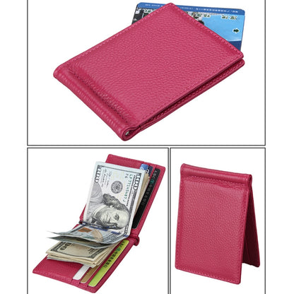 Cowhide Leather Litchi Texture Card Holder Wallet RFID Blocking Coin Purse Card Bag Protect Case with 6 Card Slots, Size: 110*82*8mm(Magenta) - Antimagnetic RFID Package by PMC Jewellery | Online Shopping South Africa | PMC Jewellery | Buy Now Pay Later Mobicred