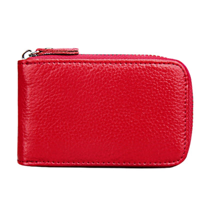 Genuine Cowhide Leather Solid Color Zipper Vertical Card Holder Wallet RFID Blocking Card Bag Protect Case with 12 Card Slots, Size: 11.5*7.5cm(Red) - Antimagnetic RFID Package by PMC Jewellery | Online Shopping South Africa | PMC Jewellery | Buy Now Pay Later Mobicred