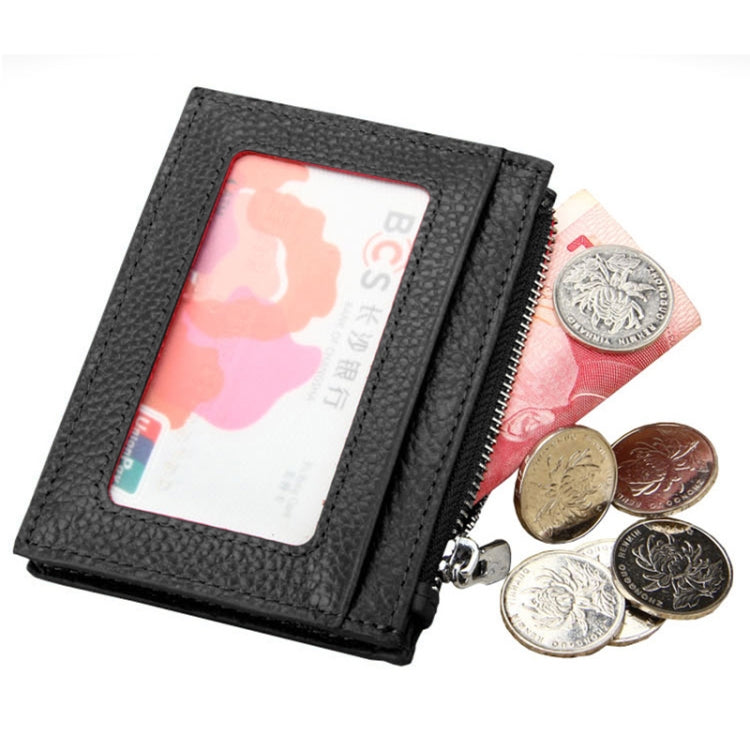 Cowhide Leather Solid Color Zipper Card Holder Wallet RFID Blocking Card Bag Protect Case Coin Purse, Size: 11*8*1.5cm(Black) - Antimagnetic RFID Package by PMC Jewellery | Online Shopping South Africa | PMC Jewellery | Buy Now Pay Later Mobicred