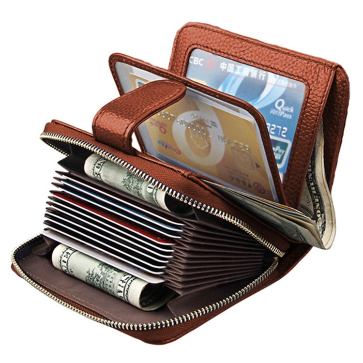 KB132 Female Style Full Grain Cow Leather Multifunctional RFID Wallet/ Card Bag/ Driving License Package(Brown) - Wallets by PMC Jewellery | Online Shopping South Africa | PMC Jewellery | Buy Now Pay Later Mobicred