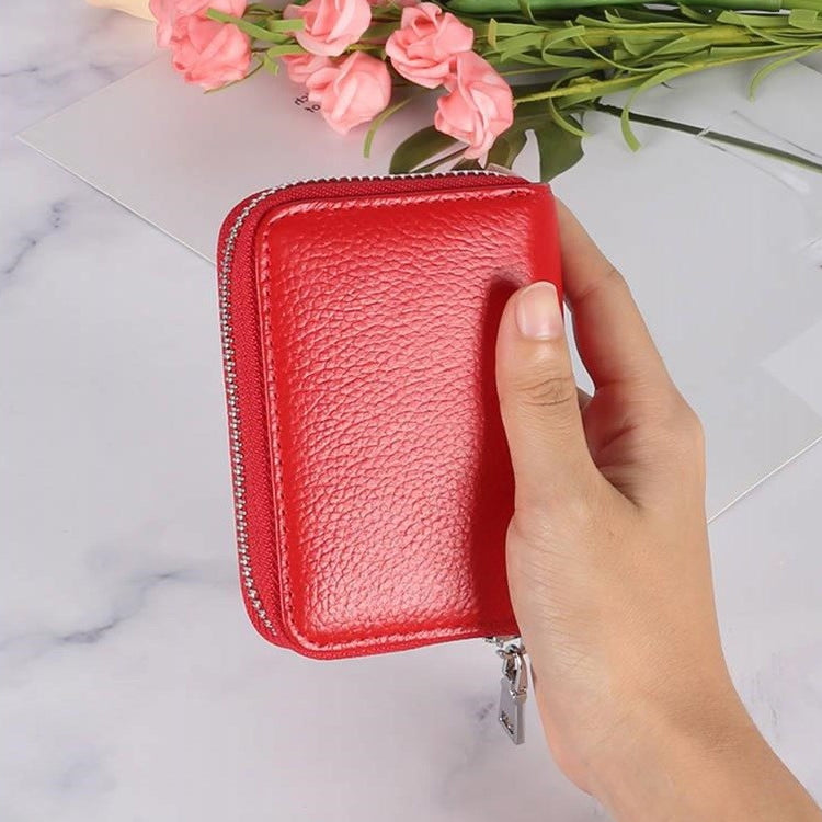 KB205 Antimagnetic RFID Litchi Texture Leather Zipper Large-capacity Card Holder Wallet(Red) - Antimagnetic RFID Package by PMC Jewellery | Online Shopping South Africa | PMC Jewellery | Buy Now Pay Later Mobicred