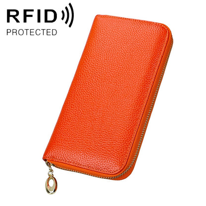 906 Antimagnetic RFID Litchi Texture Women Large Capacity Hand Wallet Purse Phone Bag with Card Slots(Orange) - Antimagnetic RFID Package by PMC Jewellery | Online Shopping South Africa | PMC Jewellery | Buy Now Pay Later Mobicred