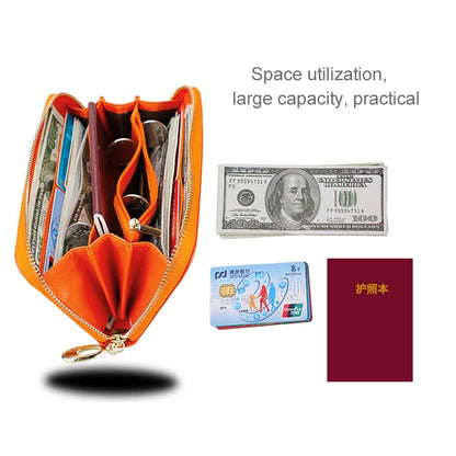 906 Antimagnetic RFID Litchi Texture Women Large Capacity Hand Wallet Purse Phone Bag with Card Slots(Orange) - Antimagnetic RFID Package by PMC Jewellery | Online Shopping South Africa | PMC Jewellery | Buy Now Pay Later Mobicred