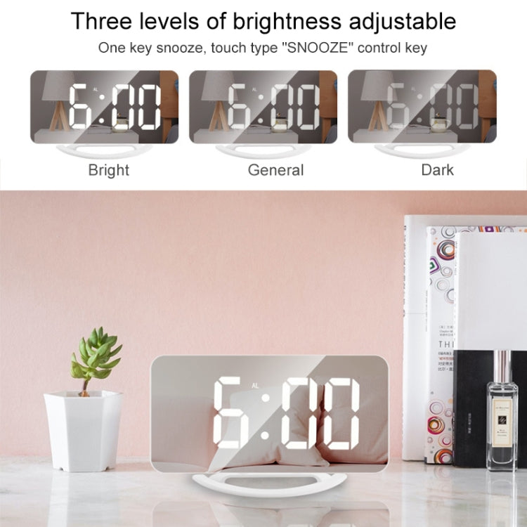 TS-8201-HW Multifunctional LED Makeup Mirror Desk Clock Automatic Photosensitive Electronic Alarm(Black) - Alarm Clocks by PMc TechLife | Online Shopping South Africa | PMc TechLife | Buy Now Pay Later Mobicred