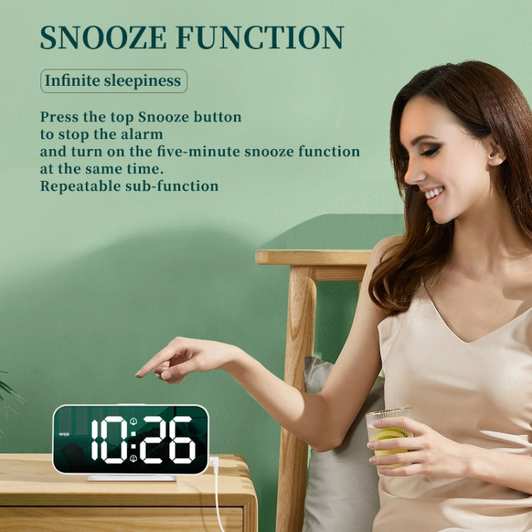 8821 LED Mirror Dual-purpose Snooze Alarm Clock (White) - Novelty Clock by PMc TechLife | Online Shopping South Africa | PMc TechLife | Buy Now Pay Later Mobicred