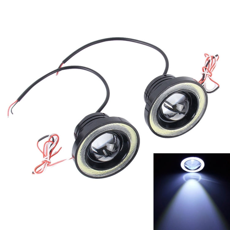 3.5 inch DC 12V 10W 900LM 7000K Car Angel Eyes Fog Lamp Foglight(White Light + White Light) - Fog / Driving Lights by PMC Jewellery | Online Shopping South Africa | PMC Jewellery | Buy Now Pay Later Mobicred