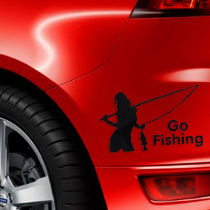 10 PCS Beauty Go Fishing Styling Reflective Car Sticker, Size: 14cm x 8.5cm(Black) - Decorative Sticker by PMC Jewellery | Online Shopping South Africa | PMC Jewellery | Buy Now Pay Later Mobicred