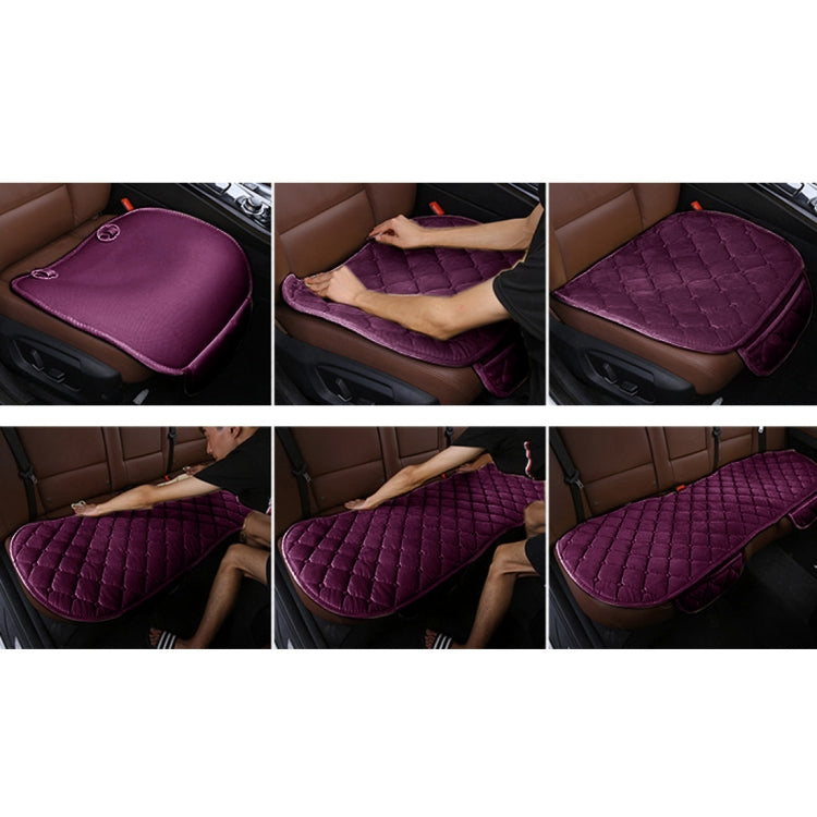 3 PCS / Set Luxurious Warm Car Seat Cover Cushion Universal Front Back Seat Covers Car Non-slip Chair Pad Warm Car Mats No Back Plush Cushion(Purple) - Seat Accessories by PMC Jewellery | Online Shopping South Africa | PMC Jewellery | Buy Now Pay Later Mobicred