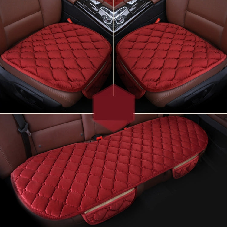 3 PCS / Set Luxurious Warm Car Seat Cover Cushion Universal Front Back Seat Covers Car Non-slip Chair Pad Warm Car Mats No Back Plush Cushion(Red) - Seat Accessories by PMC Jewellery | Online Shopping South Africa | PMC Jewellery | Buy Now Pay Later Mobicred