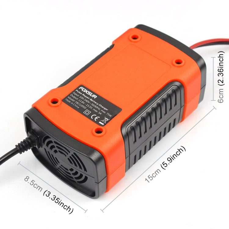 FOXSUR 12V 6A Intelligent Universal Battery Charger for Car Motorcycle, Length: 55cm, EU Plug(Red) - Battery Charger by FOXSUR | Online Shopping South Africa | PMC Jewellery | Buy Now Pay Later Mobicred