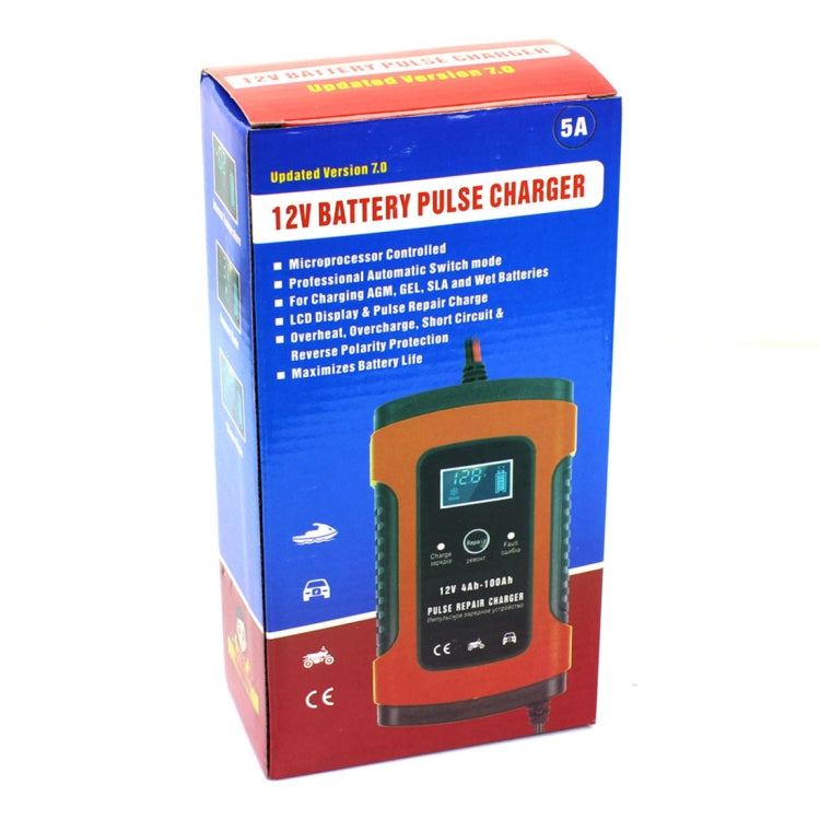 FOXSUR 12V 6A Intelligent Universal Battery Charger for Car Motorcycle, Length: 55cm, EU Plug(Red) - Battery Charger by FOXSUR | Online Shopping South Africa | PMC Jewellery | Buy Now Pay Later Mobicred