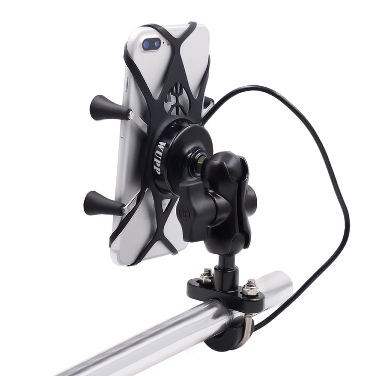 Motorcycle X Shape Aluminum Alloy Phone Bracket 5V 2.1A Phone Charger - Battery Charger by PMC TechLife | Online Shopping South Africa | PMC TechLife | Buy Now Pay Later Mobicred