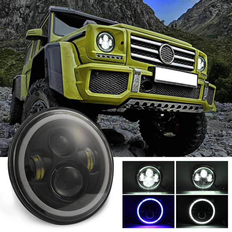 7 inch H4 / H13 DC 9V-30V 3000LM 6000K 30W IP67 4LED Lamp Beads Car Round Shape LED Headlight Lamps for Jeep Wrangler / Harley, with Angel Eye - Work Lights by PMC Jewellery | Online Shopping South Africa | PMC Jewellery | Buy Now Pay Later Mobicred