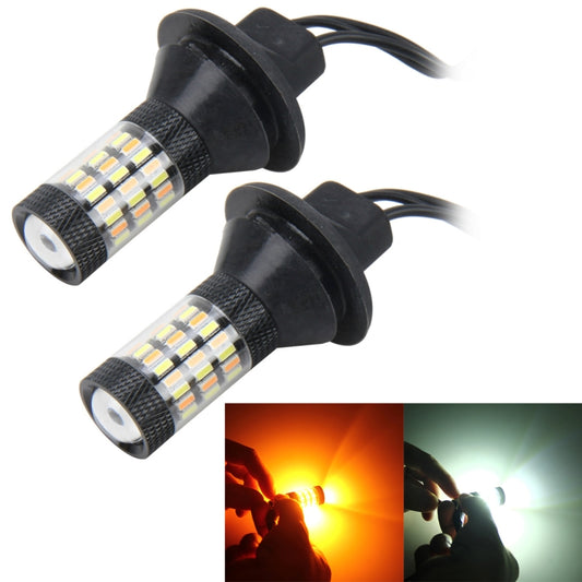 2 PCS 3156 5W 450LM 60LEDs DC 12V SMD-4014 Car Auto Brake Light Turn Signal Lights Car Source Set(White Light+Yellow Light), Cable Length: 40cm - Brake Lights by PMC Jewellery | Online Shopping South Africa | PMC Jewellery | Buy Now Pay Later Mobicred