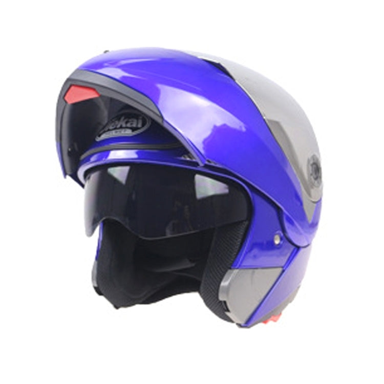 JIEKAI 105 Full Face Helmet Electromobile Motorcycle Double Lens Protective Helmet, Size: XL (Blue+Silver) - Helmets by JIEKAI | Online Shopping South Africa | PMC TechLife | Buy Now Pay Later Mobicred