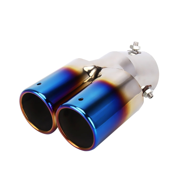Universal Car Styling Stainless Steel Curved Double Outlets Exhaust Tail Muffler Tip Pipe(Blue) - free shipping - PMC TechLife - Order now!