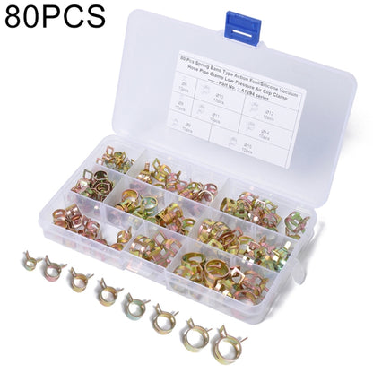 80 PCS Car Spring Clip Fuel Line Hose Clip Water Pipe Air Tube Clamp Fastener, Diameter Range: 6-15mm - Booster Cable & Clip by PMC Jewellery | Online Shopping South Africa | PMC Jewellery