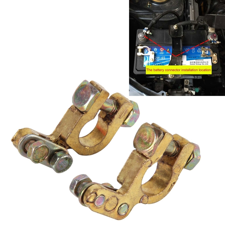 2 PCS Brass Positive and Negative Car Battery Connectors Terminals Clamps Clips, Inner Diameter: 1.2cm - Booster Cable & Clip by PMC TechLife | Online Shopping South Africa | PMC TechLife | Buy Now Pay Later Mobicred