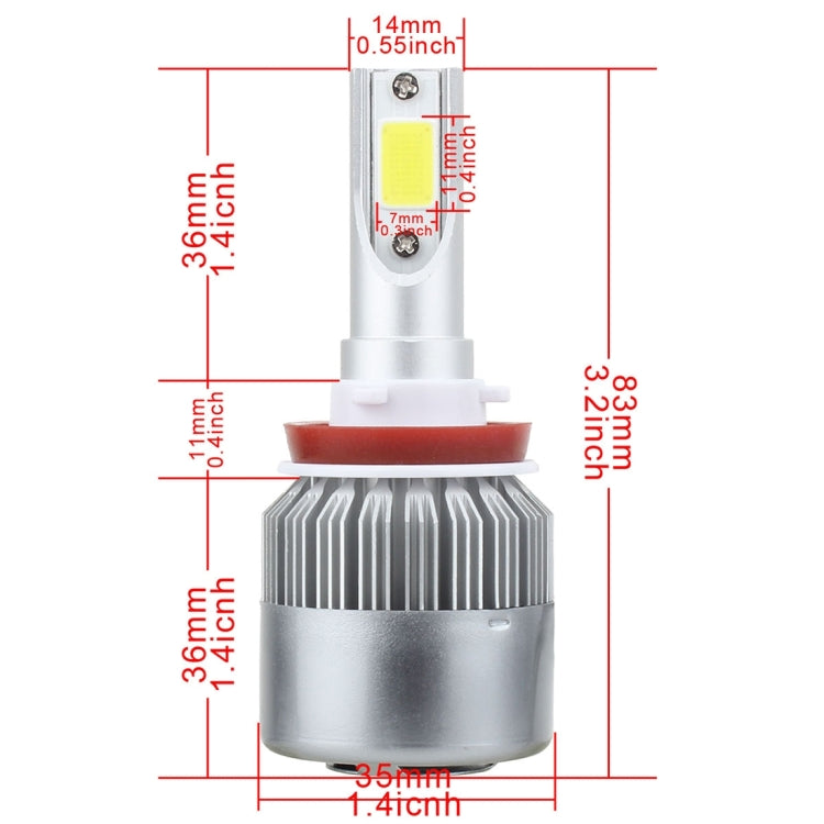 2 PCS H8/H9/H11 18W 1800 LM 6000K IP68 Casnbus Constant Current Car LED Headlight with 2 COB Lamps, DC 9-36V(White Light) - LED Headlamps by PMC Jewellery | Online Shopping South Africa | PMC Jewellery | Buy Now Pay Later Mobicred