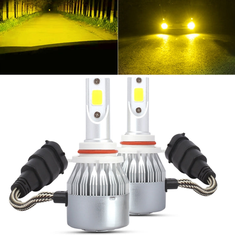 2 PCS 9005 18W 1800 LM 3000K IP68 Casnbus Constant Current Car LED Headlight with 2 COB Lamps, DC 9-36V(Gold Light) - LED Headlamps by PMC Jewellery | Online Shopping South Africa | PMC Jewellery | Buy Now Pay Later Mobicred