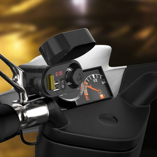 3A Motorcycle Multi-functional Cigarette Lighter Socket Voltmeter + Cigarette Lighter Socket + Dual USB - Battery Charger by PMC Jewellery | Online Shopping South Africa | PMC Jewellery | Buy Now Pay Later Mobicred