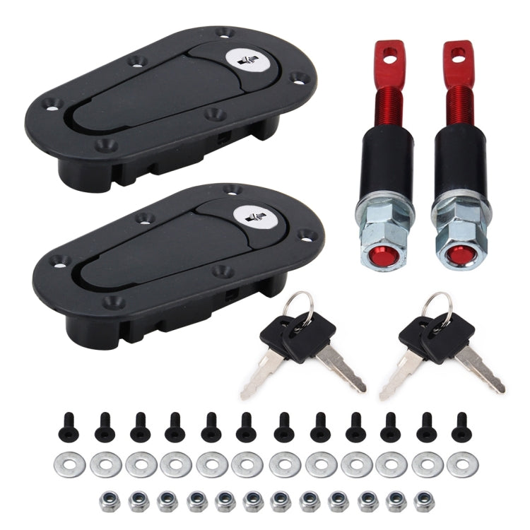 A Pair Car Modified Hood Lock General Racing Car Cover Lock with Keys(Black) - Locks & Hasps by PMC TechLife | Online Shopping South Africa | PMC TechLife | Buy Now Pay Later Mobicred