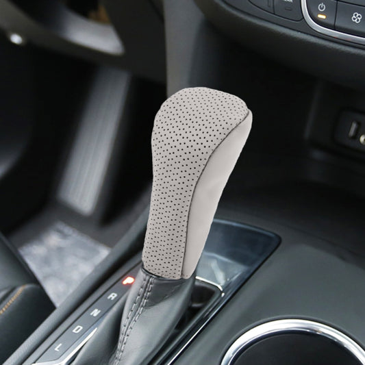 Universal Nonslip Breathable Genuine Leather Car Gear Shift Knob Cover(Grey) - Shift Knob by PMC Jewellery | Online Shopping South Africa | PMC Jewellery | Buy Now Pay Later Mobicred