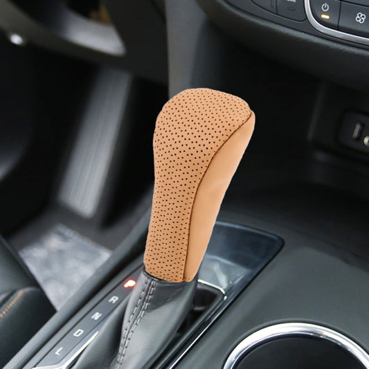 Universal Nonslip Breathable Genuine Leather Car Gear Shift Knob Cover(Brown) - Shift Knob by PMC Jewellery | Online Shopping South Africa | PMC Jewellery | Buy Now Pay Later Mobicred